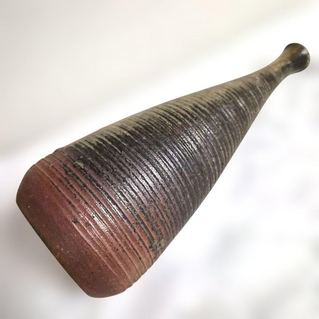 備前焼『小西 陶古』鶴首窯変花瓶【未使用】お箱 栞付き