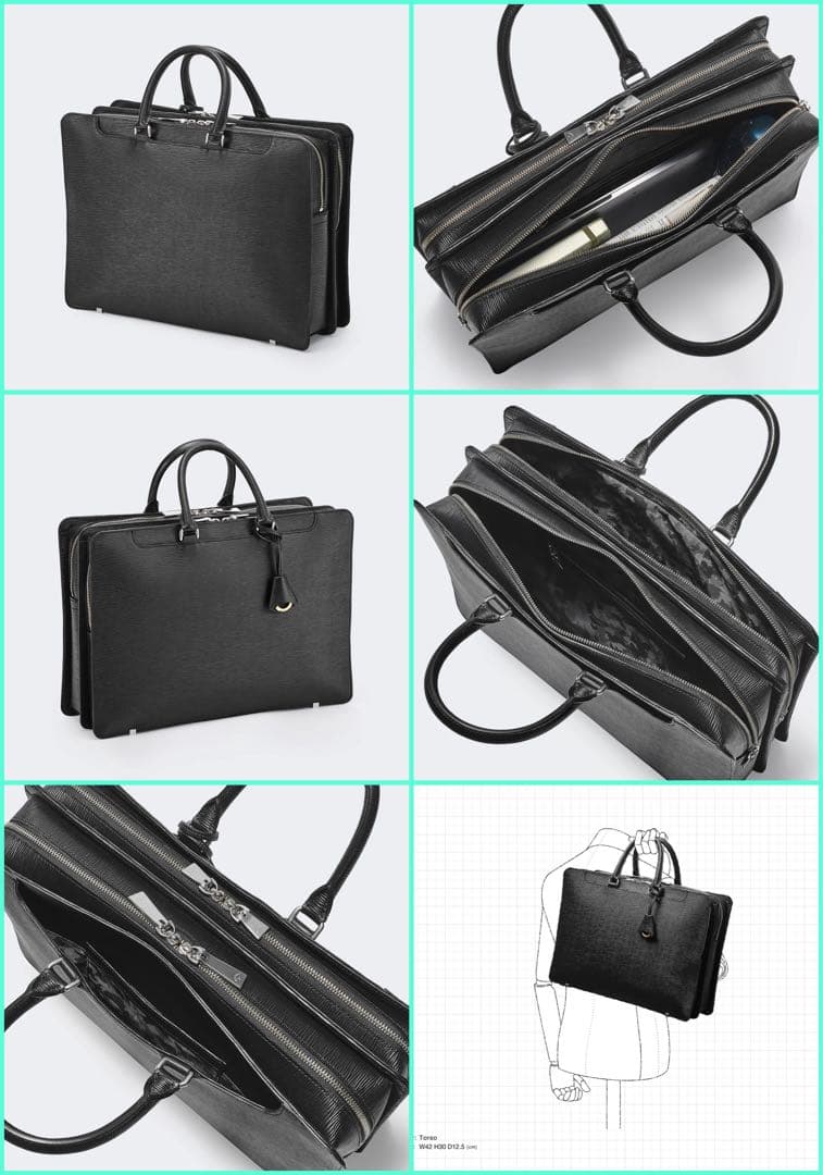 aniary アニアリ ウェーブレザー ビジネスバッグ ブリーフケース A4収納