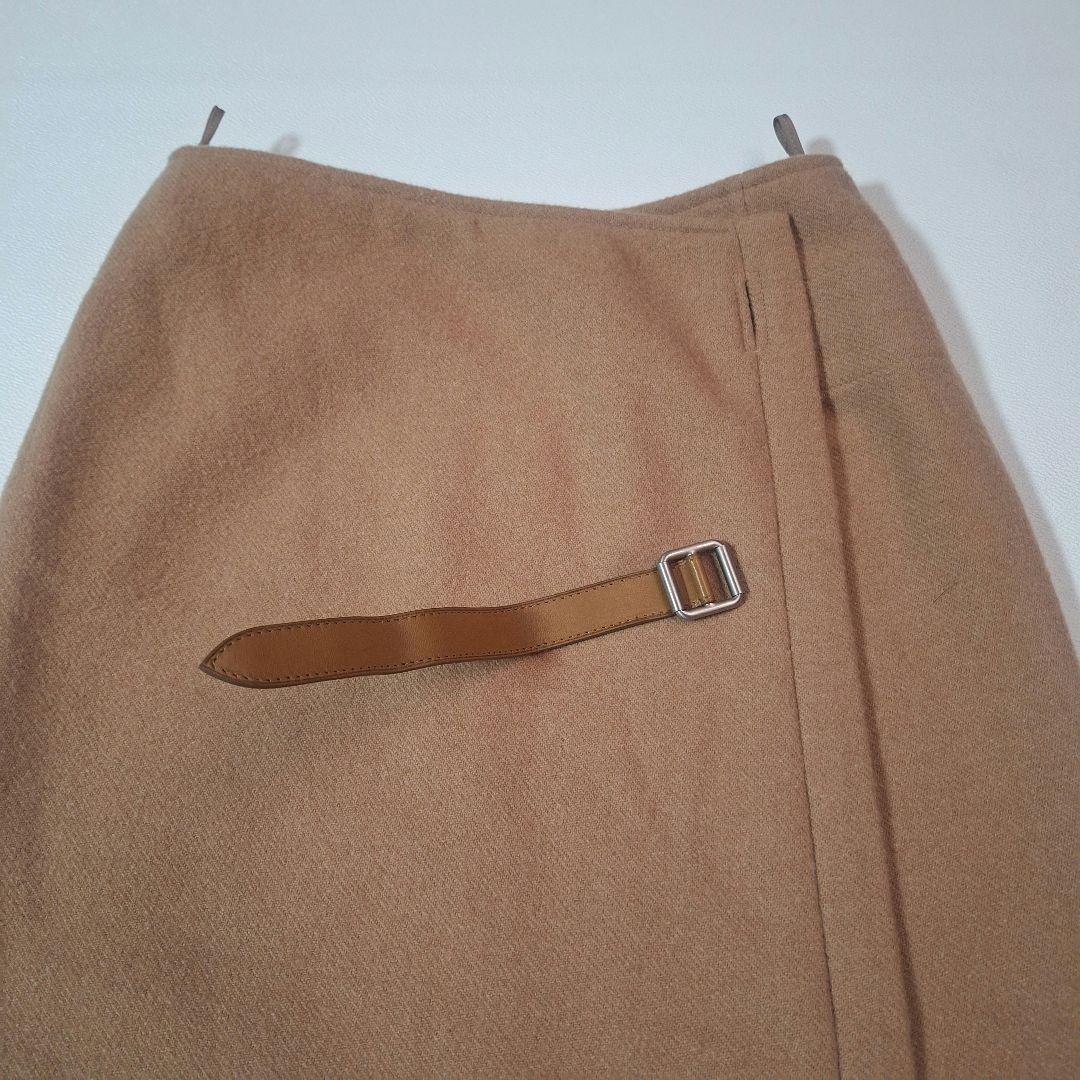 HERMES　マルジェラ期　キャメルヘア　アピベルト 【羊革】　巻きスカート