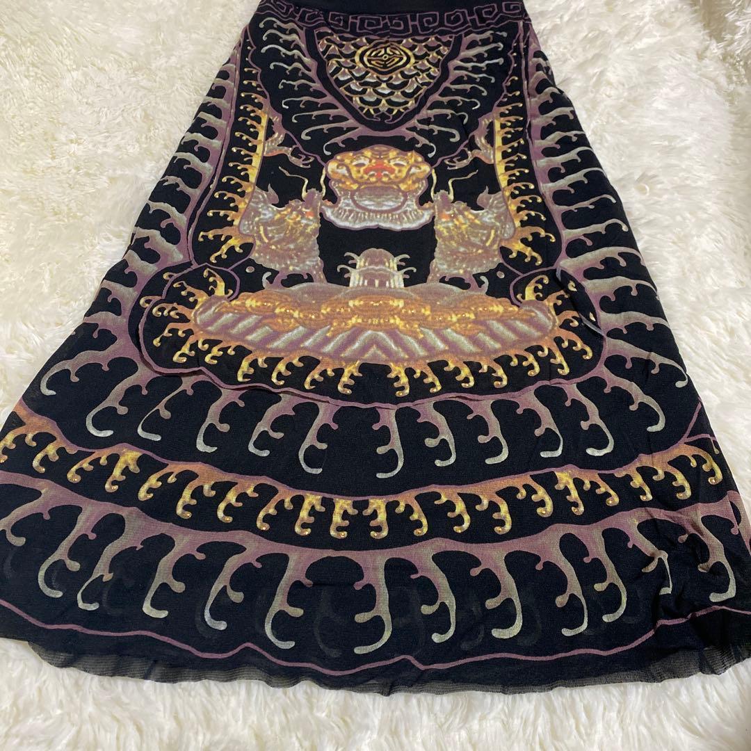 【ヴィヴィアンタム】希少　曼荼羅　ドラゴン　パワーネット　ロングスカート　総柄