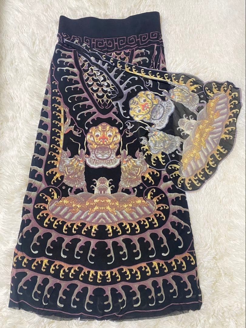 【ヴィヴィアンタム】希少　曼荼羅　ドラゴン　パワーネット　ロングスカート　総柄