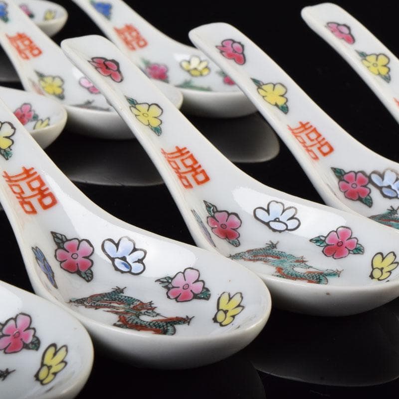 中国 景徳鎮 龍花文 レンゲ 24点まとめて C 8592