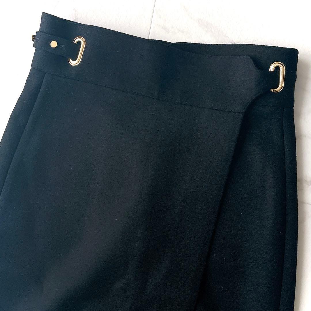 美品 ザリラクス グルカラップスカート 38 M ウール100% 金ボタン