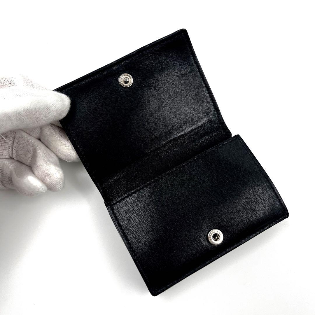 ✨極美品✨ BALENCIAGA エブリデイ 三つ折り財布 ロゴ ブラック 希少