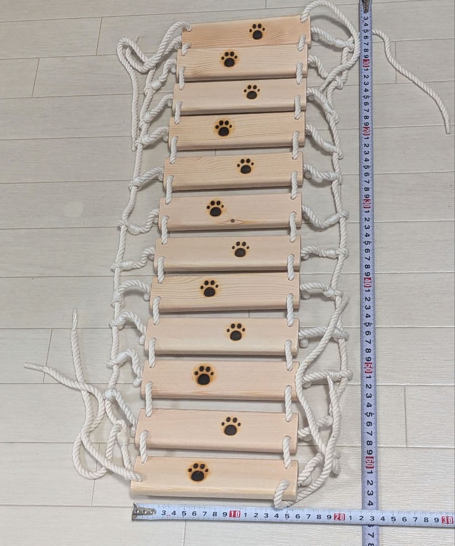 No18 【パイン材】キャットステップ 特大 猫用吊橋 ハンドメイド