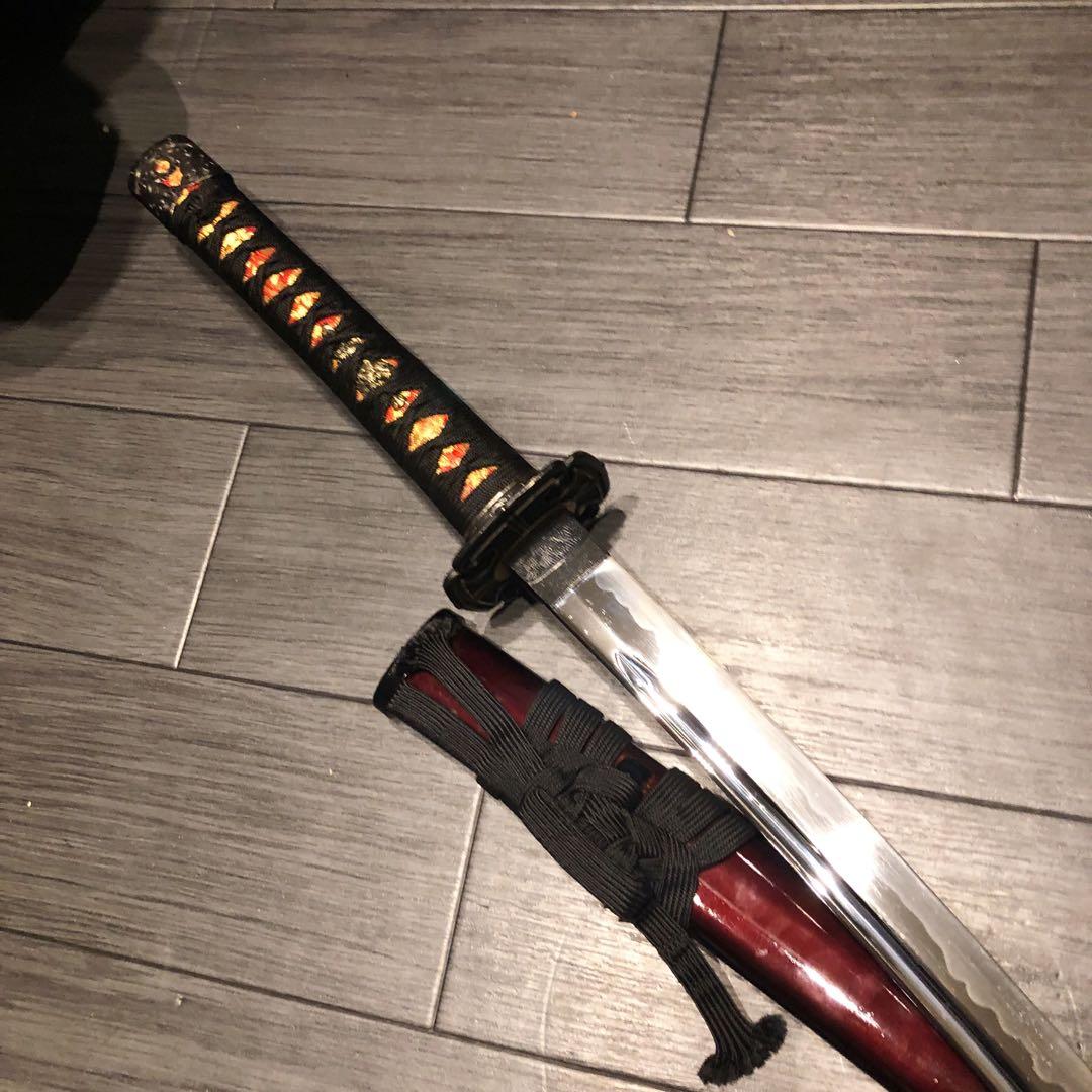 高級居合刀　高級模造刀　樋入刀身　朱拵え　合金刀身