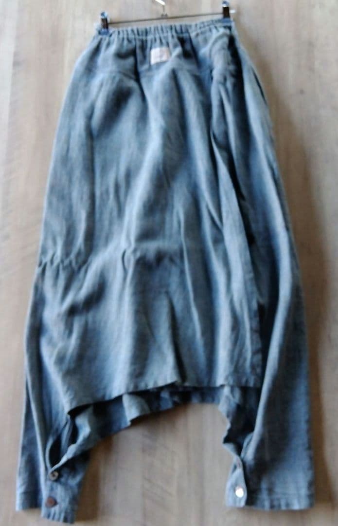 うさとの服　モモンガパンツ　巻きスカート付き　藍染　綿麻　ヘンプ　usaato