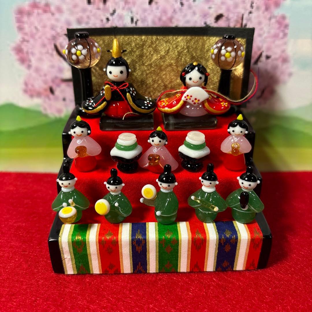 ミント様専用 三段飾り雛セット ガラス細工 ミニチュア ミント様専用