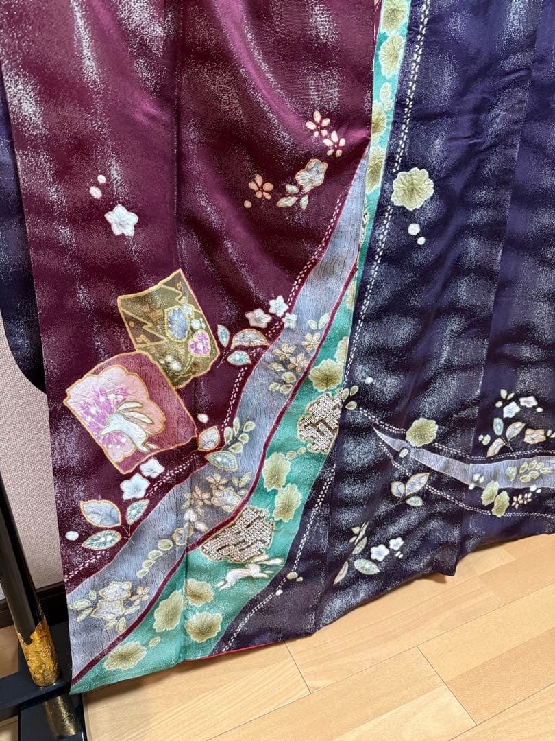 梅乃【159】正絹 振袖 セット 前撮り 成人式 撮影 紅型 青緑 大人 古典