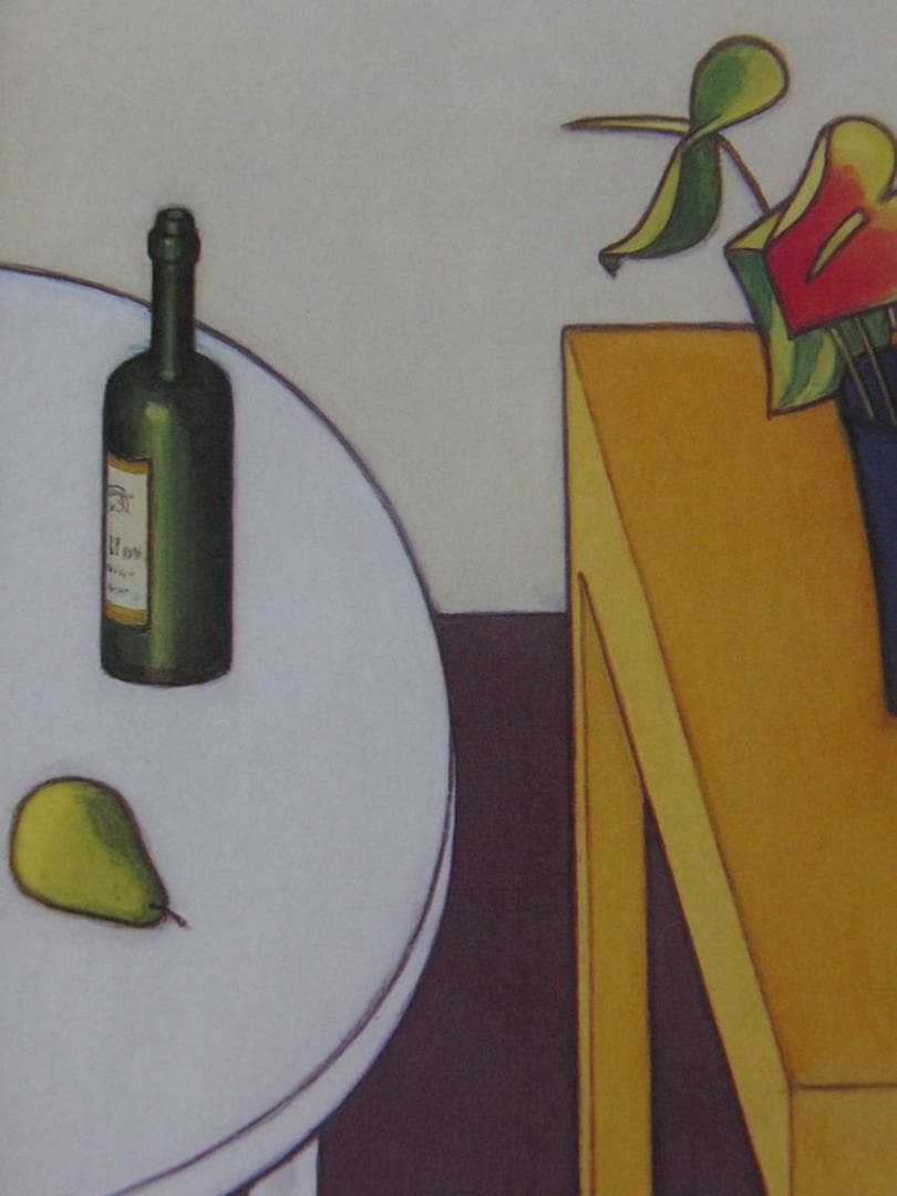 笠井誠一、【アンセリウムのある室内】、希少な額装用画集より