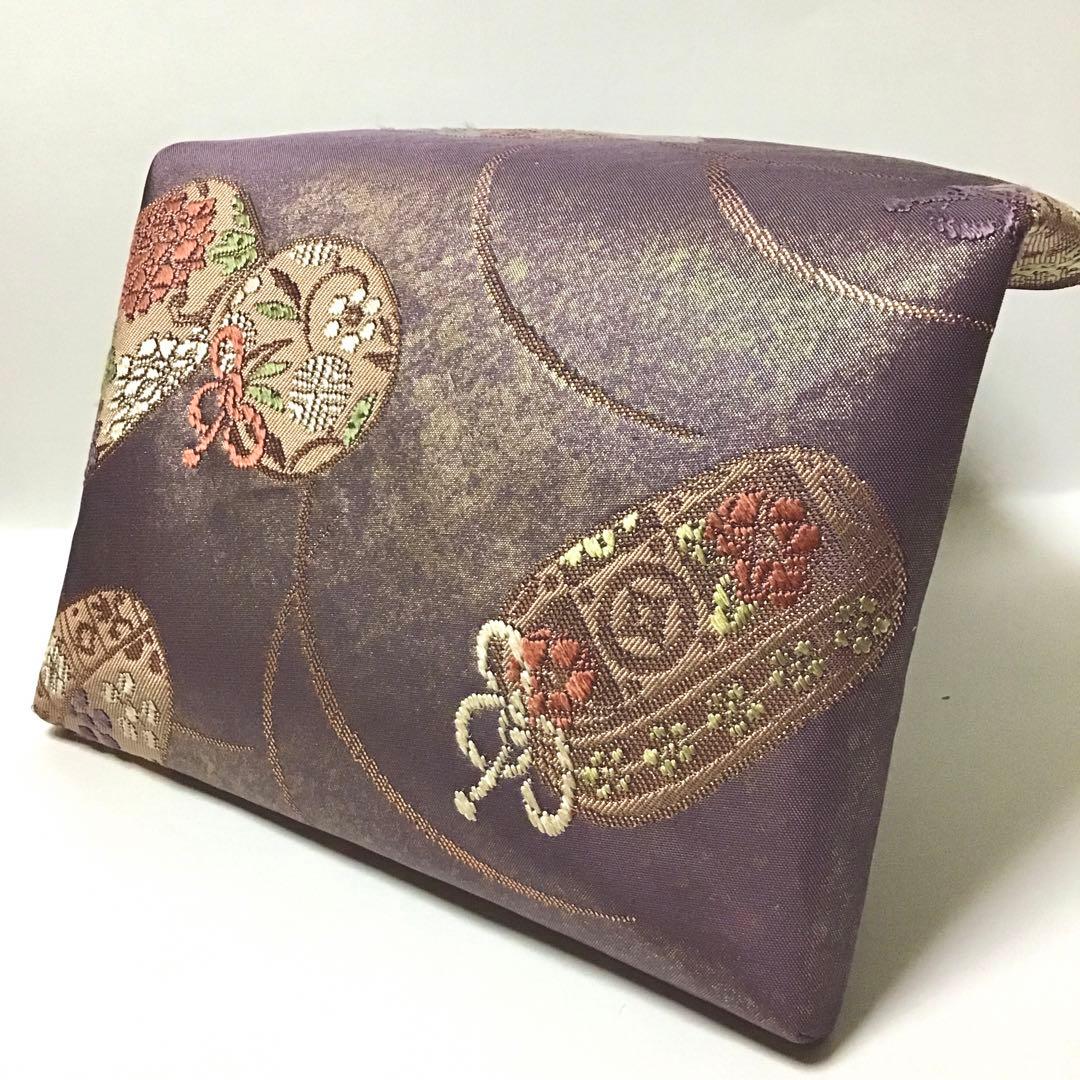 袋帯 結婚式バッグ 数寄屋袋 茶道 初釜 仕覆 未使用正絹袋帯 リメイク