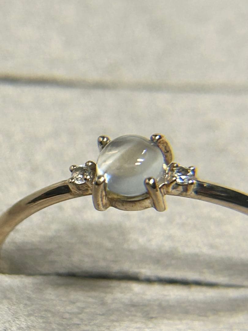 ete K10YG レイヤード ムーンストーン/ホワイトトパーズ リング