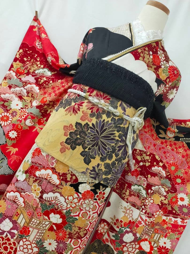 WA-Modern】正絹 京友禅 振袖3点セット(振袖袋帯長襦袢)