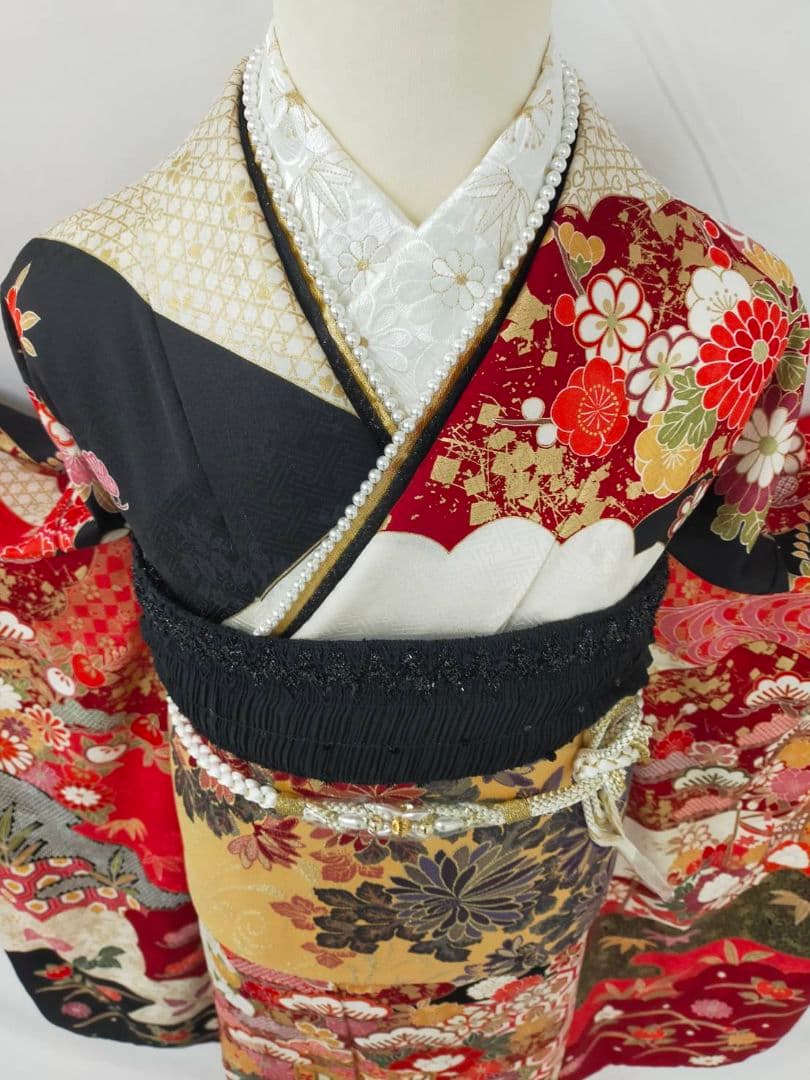 WA-Modern】正絹 京友禅 振袖3点セット(振袖袋帯長襦袢)