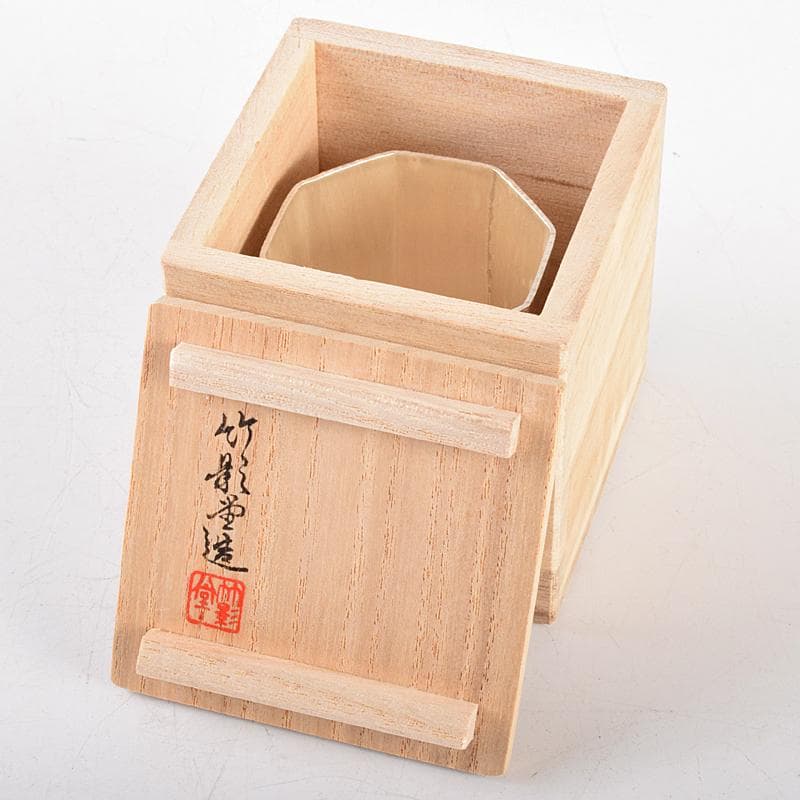 茶道具　竹影堂造　銀杏文　南鐐八角蓋置　共箱　V　R5064