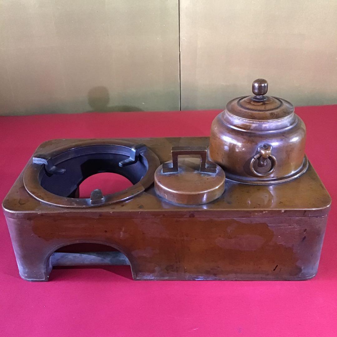 小型銅壺　小型火鉢　囲炉裏　明治期　時代物　　B-2 小型銅壺 小型火鉢 囲炉裏 明治期 時代物 B-2 【公式通販】