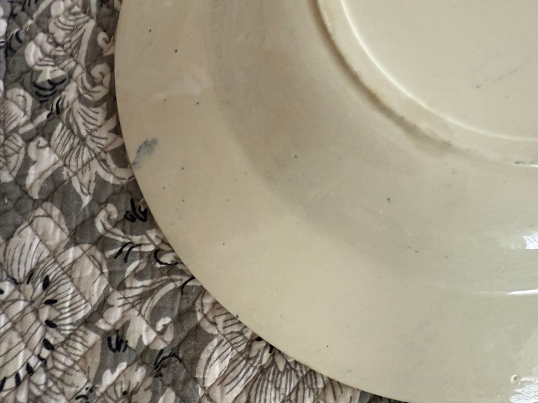 フランスアンティーク陶器クレイユエモントローlinotte深皿スープ皿