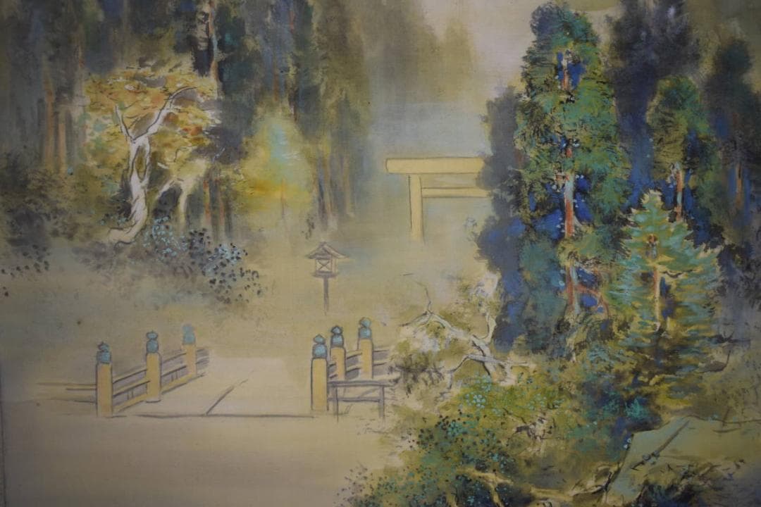 真作/（賛）陸軍中将/堀内文次郎/文治郎/伊勢神宮画賛/布袋屋掛軸HJ-302