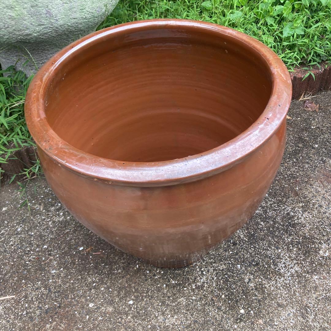 特大 大型 睡蓮鉢 メダカ鉢 水鉢 水がめ 壺 ツボ 水甕 昭和レトロ