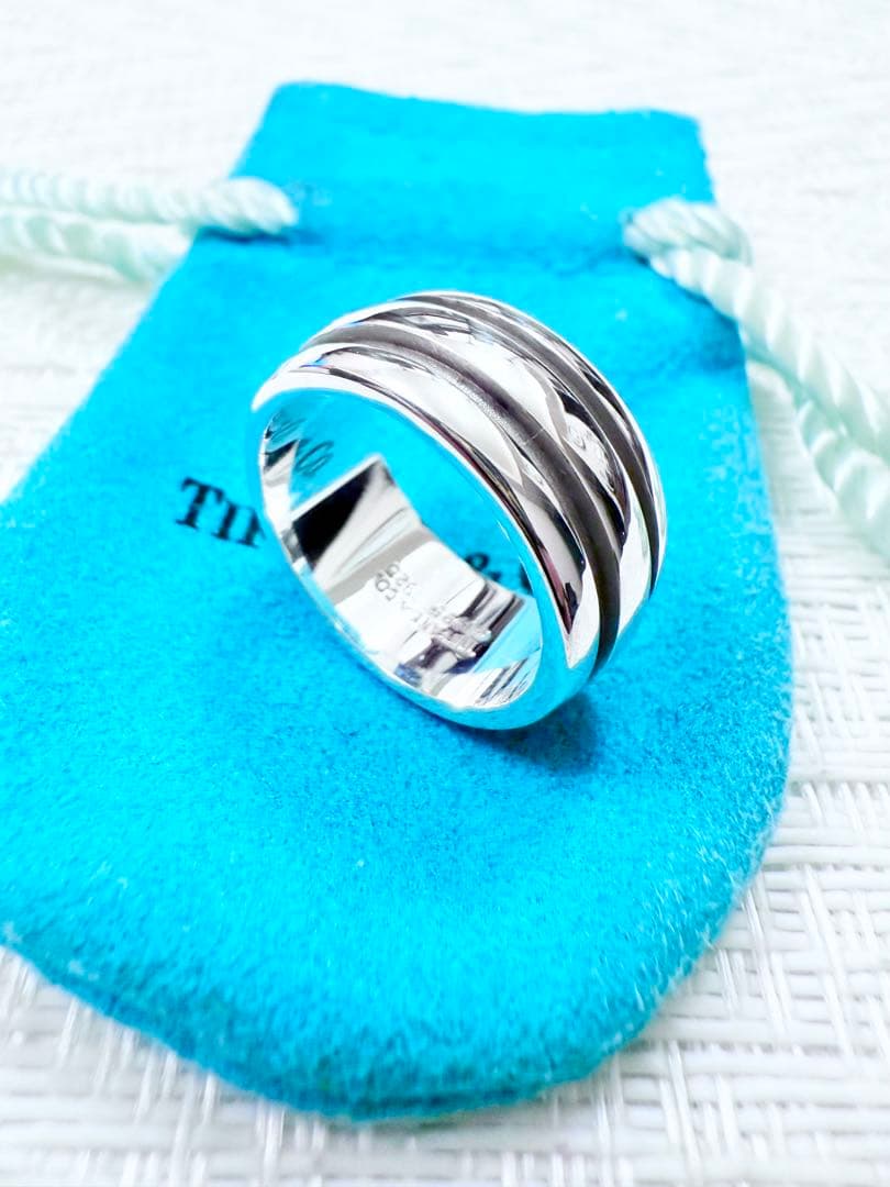 ティファニー　グルーブドリング　ダブルライン　リング　指輪　研磨済み　14号