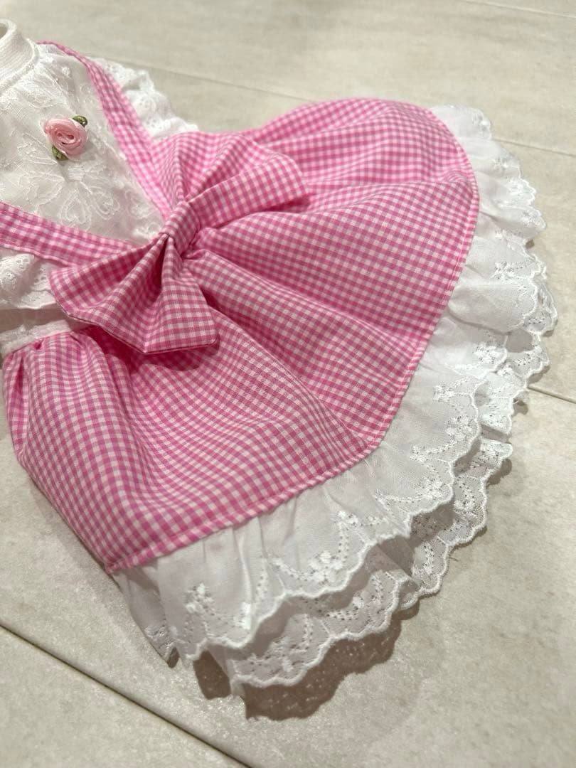 犬服 ピンクチェック柄ワンピース ハンドメイド ♥︎︎みぃー様専用