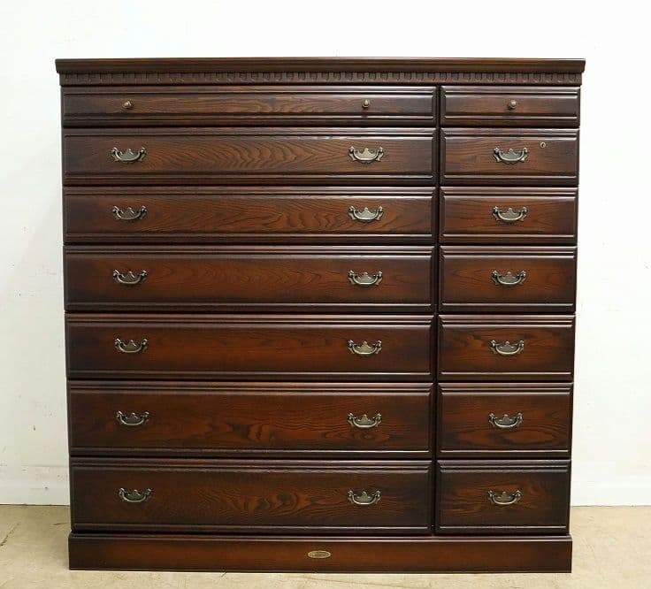 アトランタ】高級チェスト・整理箪笥・鍵付き・国産栗材ナラ材・IDC