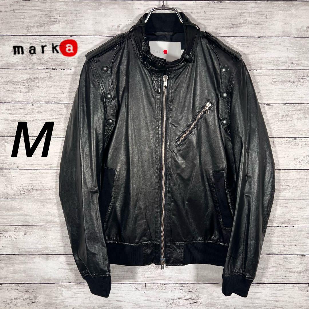 marka』 レザージャケット ライダース 2way 牛革 ブラック 【M】