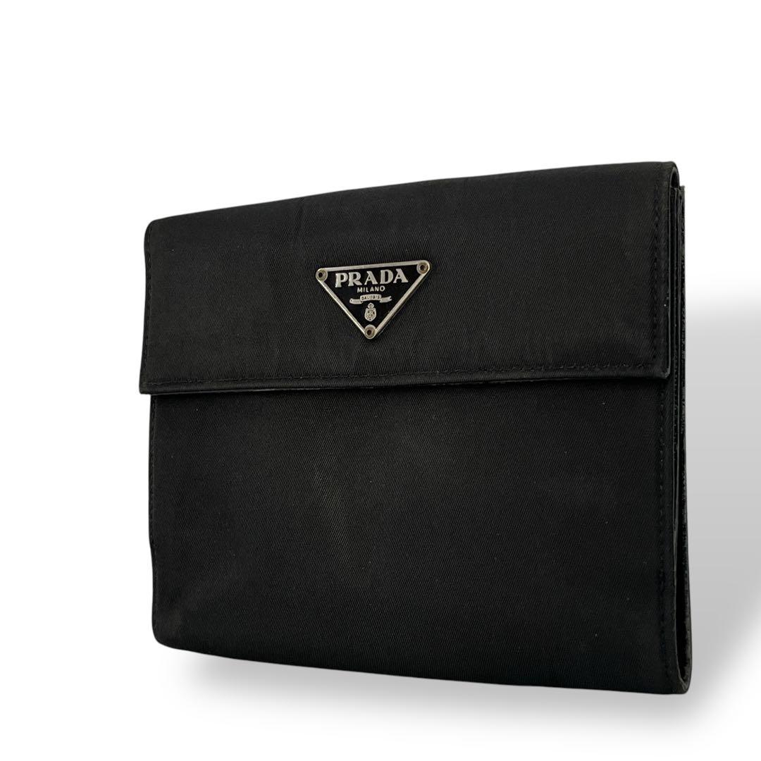 PRADA 二つ折り財布 コンパクト ウォレット テスート ナイロン ブラック