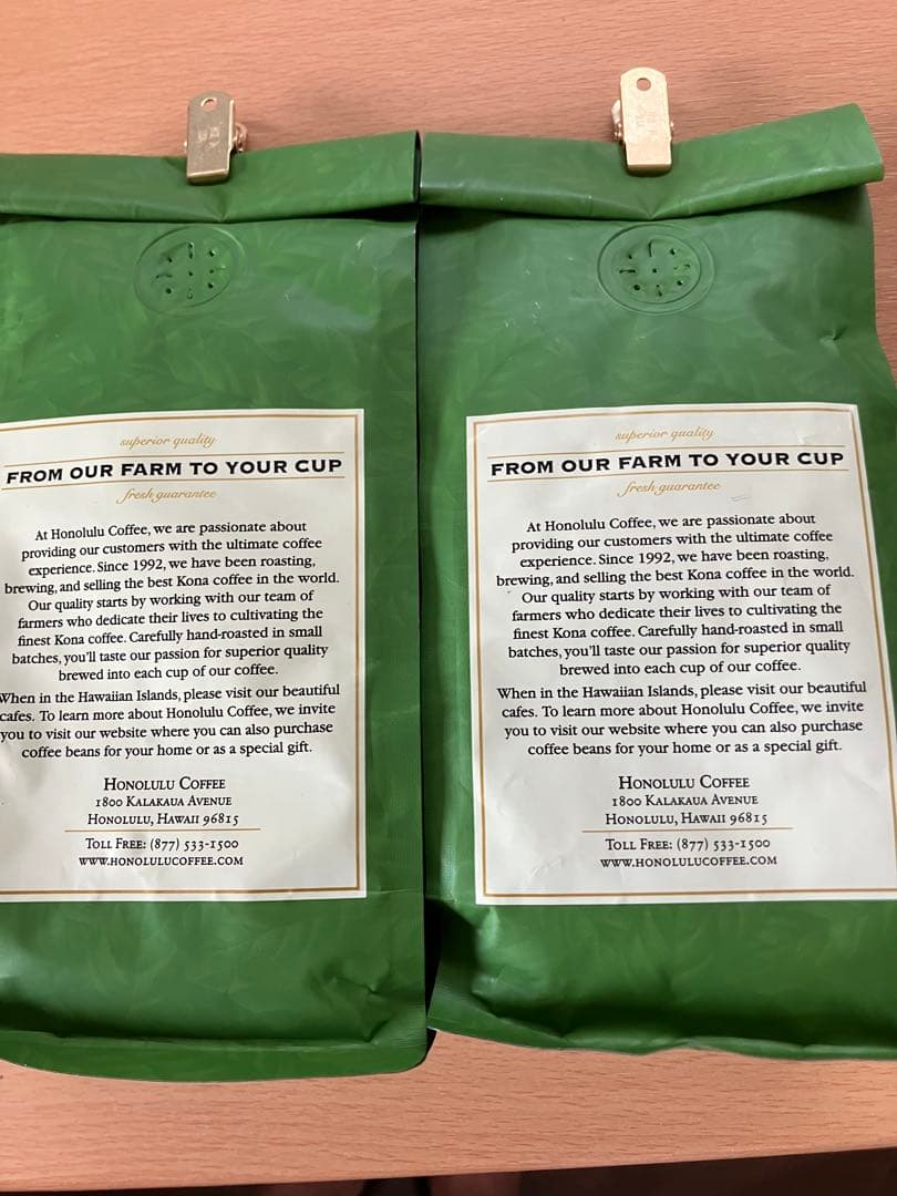 ハワイで購入‼️ホノルルコーヒー コナ100%コーヒー 7oz 【豆2個セット】