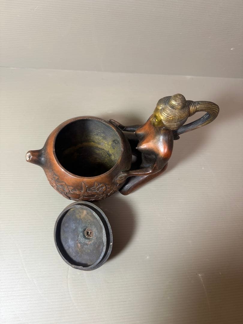 2856 中国骨董 大清乾隆銘 純銅製 聖女 急須 時代物