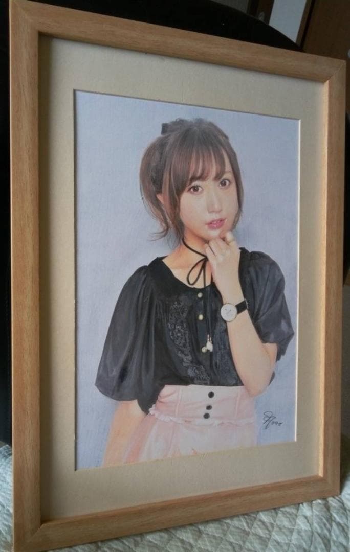 清楚なポニーテール美女＃3 色鉛筆画 髪型 女の子（黒髪ローポニー