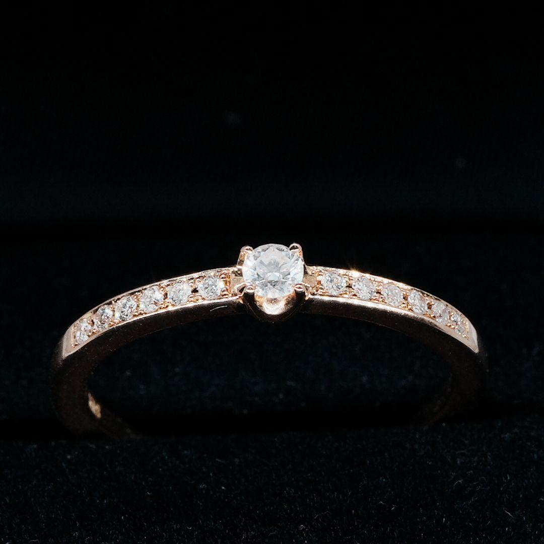 4℃ K18PG ダイヤモンド リング 華奢 ゴールド 指輪