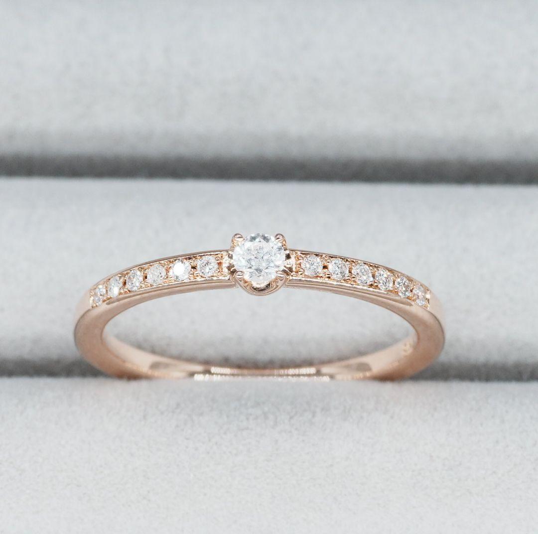 4℃ K18PG ダイヤモンド リング 華奢 ゴールド 指輪