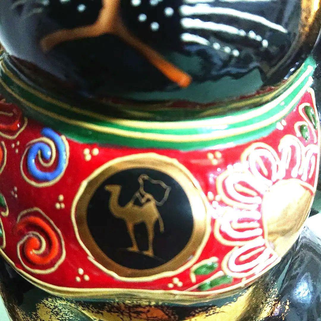 九谷焼 クタニヤキ サライ 希少黒色金色 招き猫 置物 九谷焼