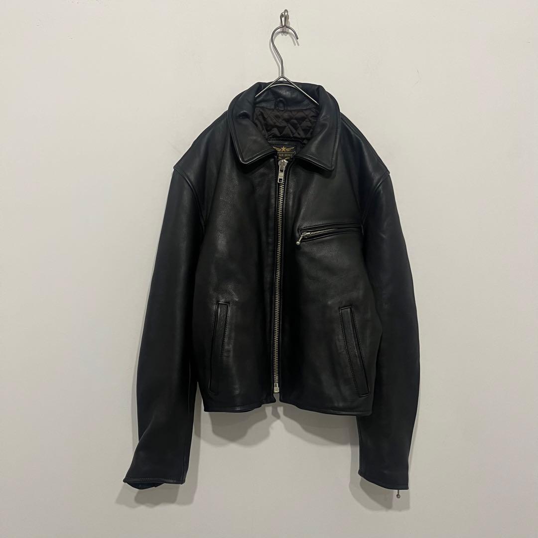 HUMAN BEING 美品 牛革 肉厚 レザー ライダース キルティング