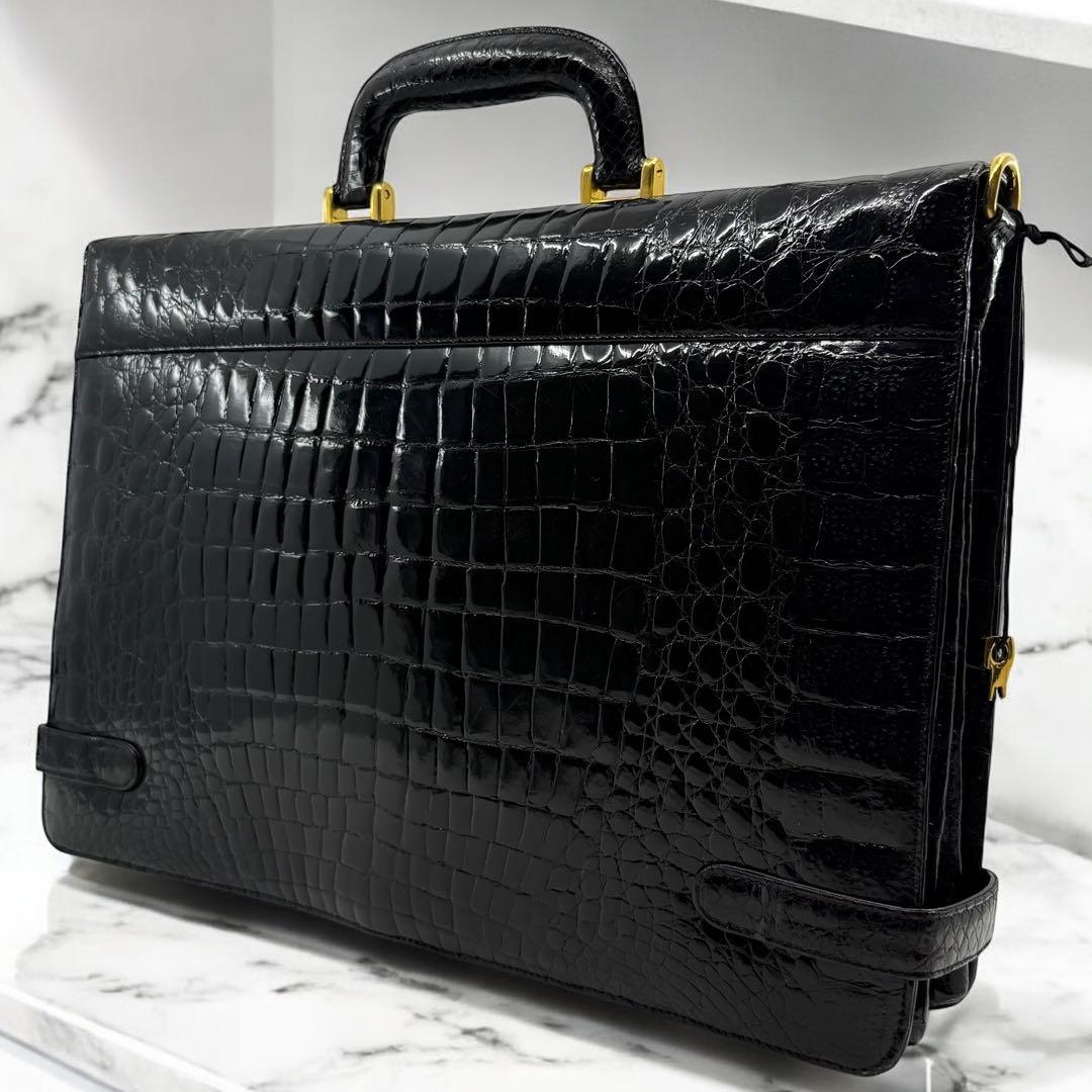 【最高峰】CITE認定　クロコダイル　ビジネスバッグ　トート　ショルダー　A4