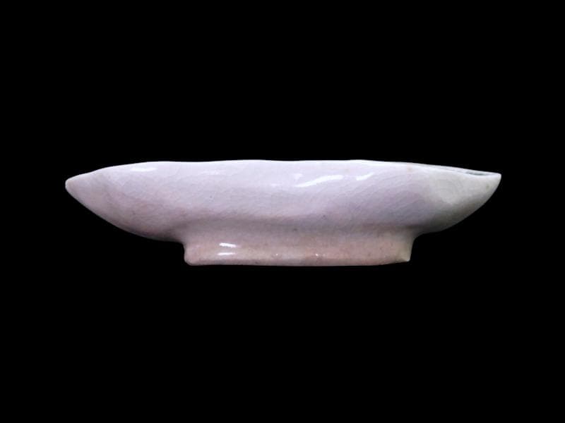 古伊万里 染付 型刷印判 幾何学文様 富士型変形皿 豆皿