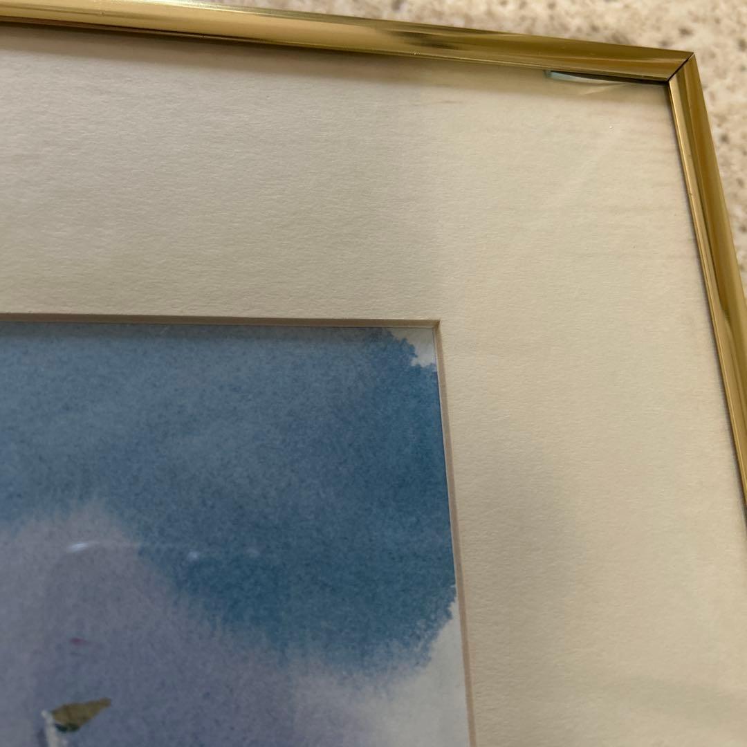 Maurice Silber モーリスシルバー水彩画 帆船　ヨット額装金