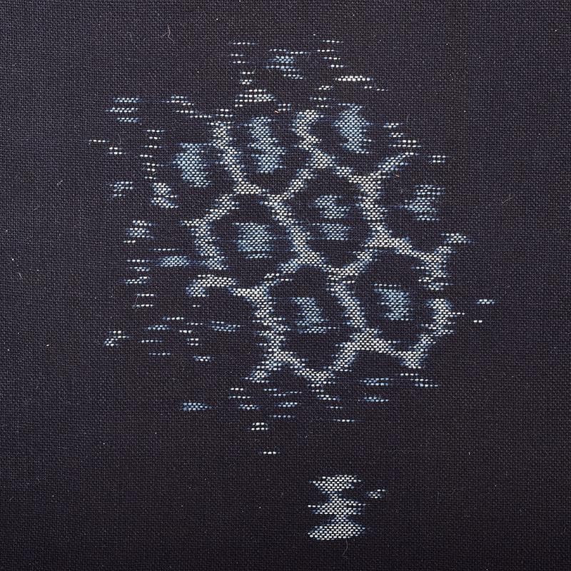 人間国宝 松枝玉記 藍染 久留米絣 綿織物 月兎 馬 額装 2点 CR7561B