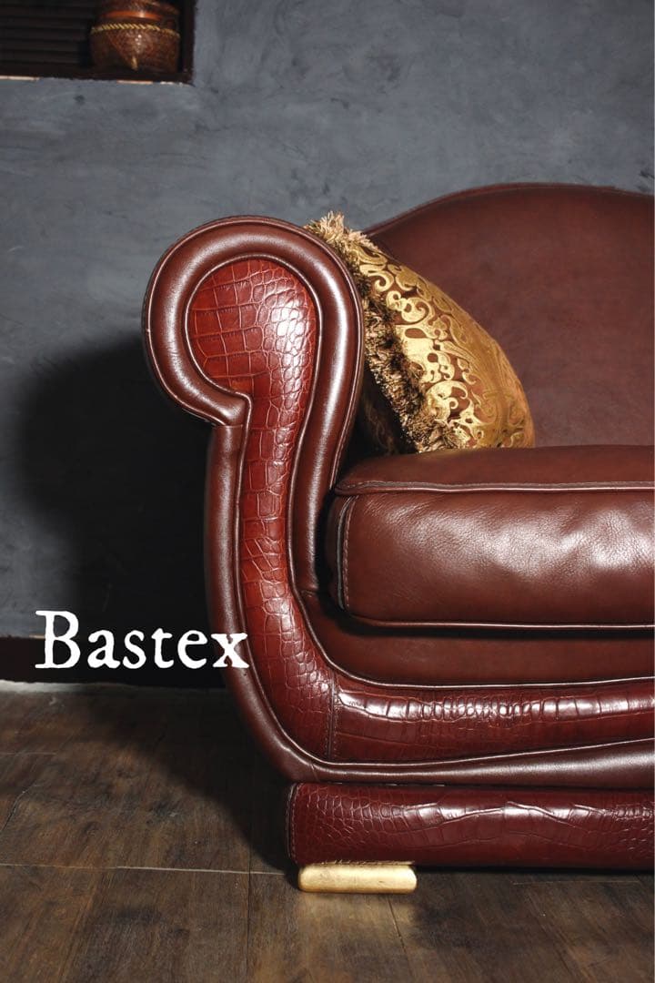 首都圏送無料〜BASTEXイタリア アンティーク 超一流 ソファ 総本革＋ワニ革