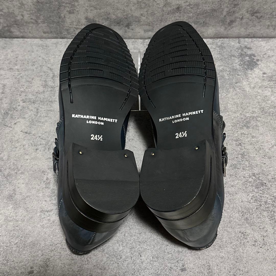 新品　キャサリンハムネットロンドン　ドレスシューズ　ネイビー　スワール　2286