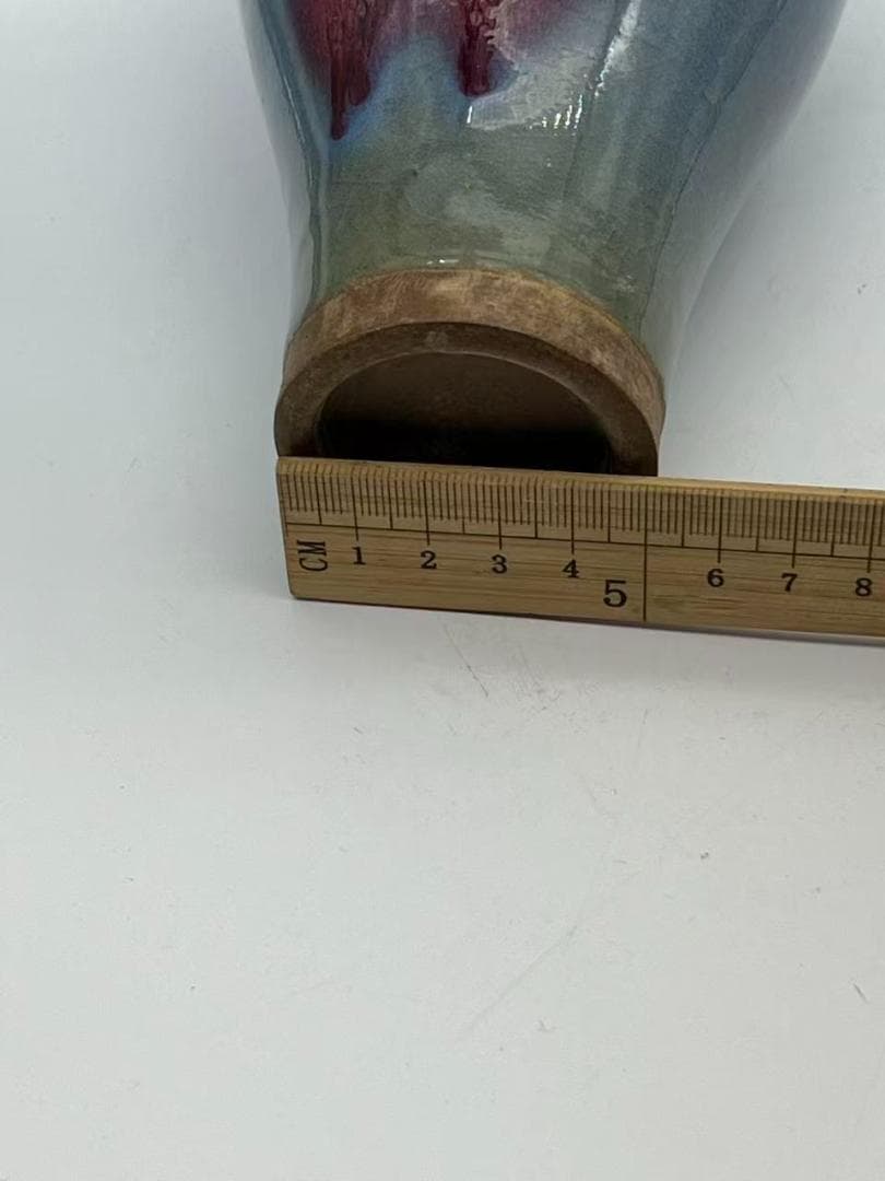 鈞窯 天青釉紫斑花瓶 辰砂 花入 花瓶 茶道具 唐物 中国古美術(B-85