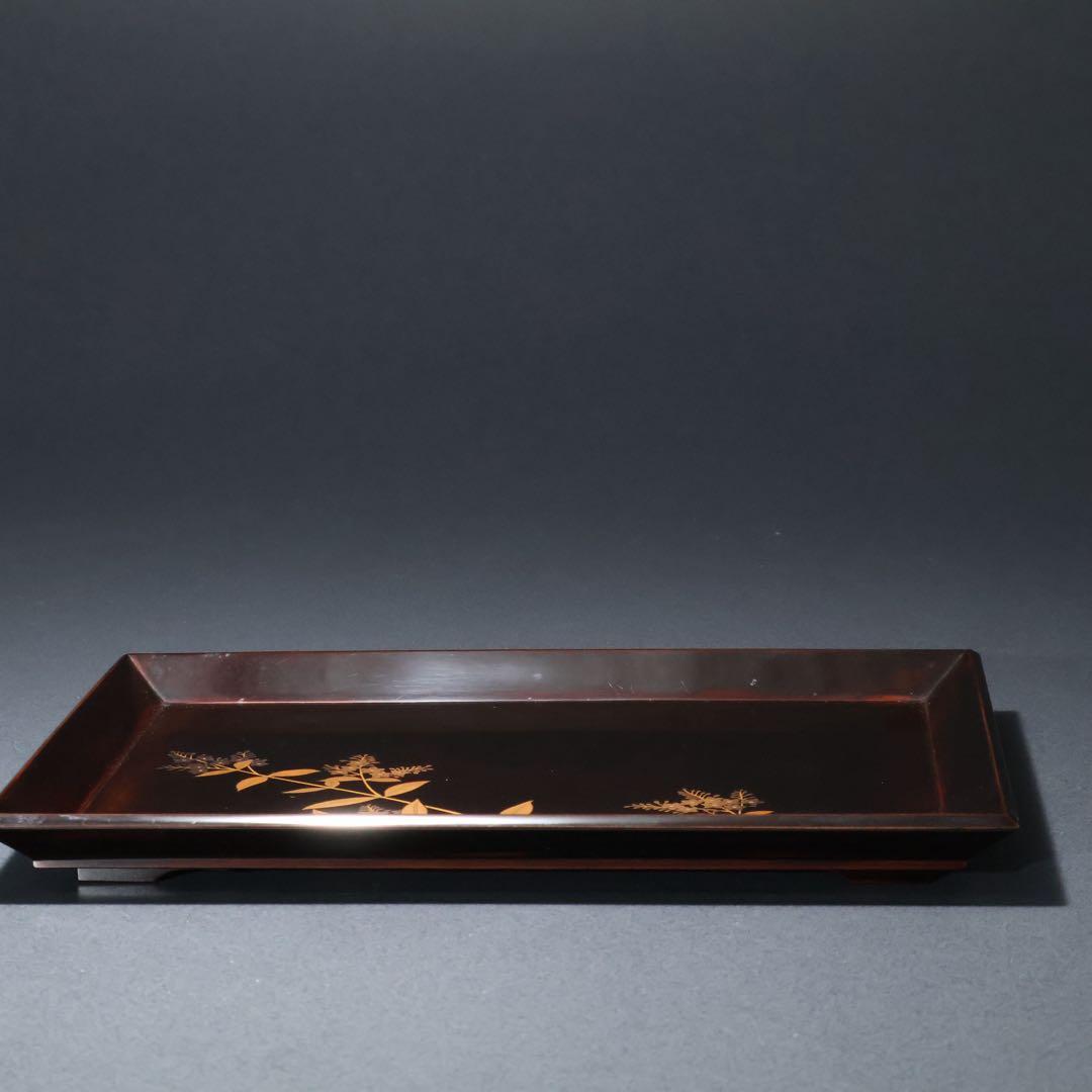 蒔絵 巻き煙草入れ 盆付き 平安漆専堂 共箱 R1429お12