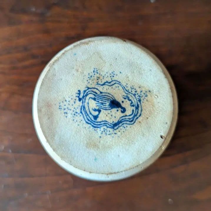 超希少 京阿蘭陀 茶筒 白釉藍彩 江戸時代後期