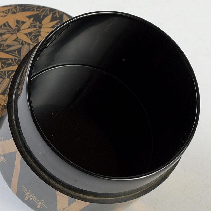 茶道具 高橋峯房作 竹林蒔絵 中棗 共箱 V 9524