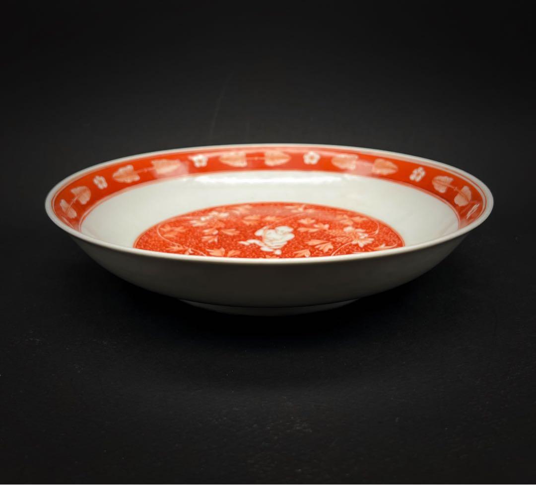 中国美術 古玩 赤絵唐子紋樣大皿 記年款 大清乾隆年製
