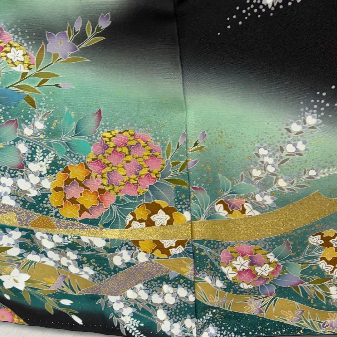 D159 黒留袖 友禅 金駒刺繍 正絹 着物 袷 極美品 - メルカリ