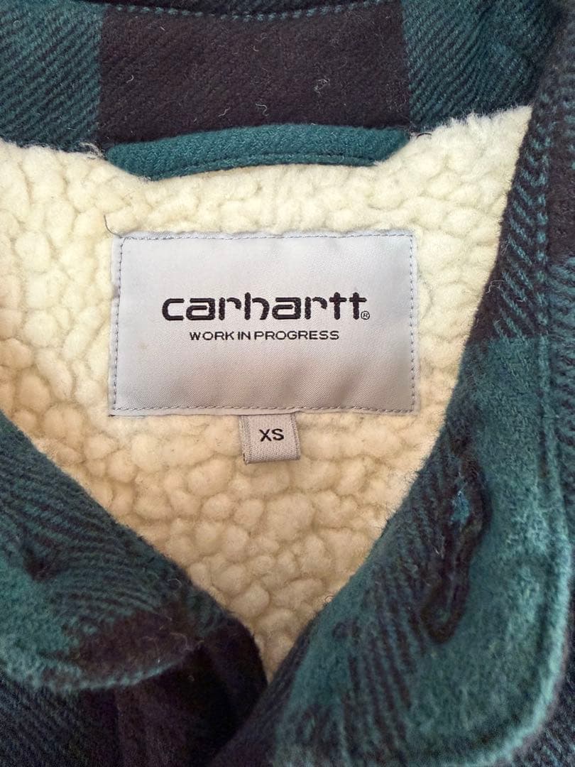 Carhartt ブロックチェックジャケット XS グリーン