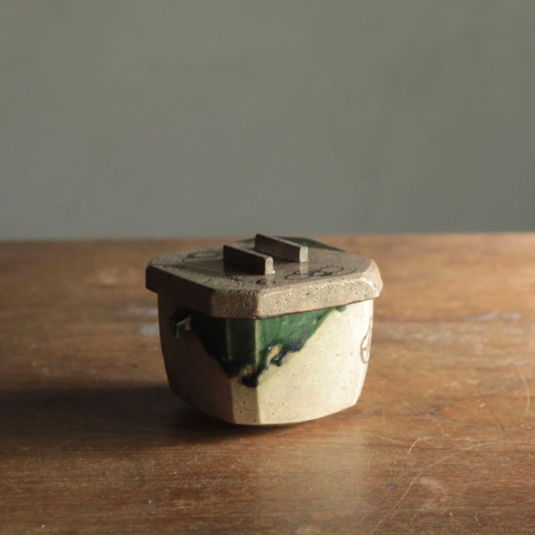 復興織部 再興織部 向付 四方形 茶碗 No.6 古美術 古道具 アンティーク