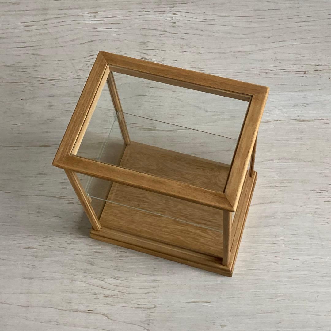 rin様専用 古い木製 小振り ガラスケース 2段 卓上ショーケース 扉なし